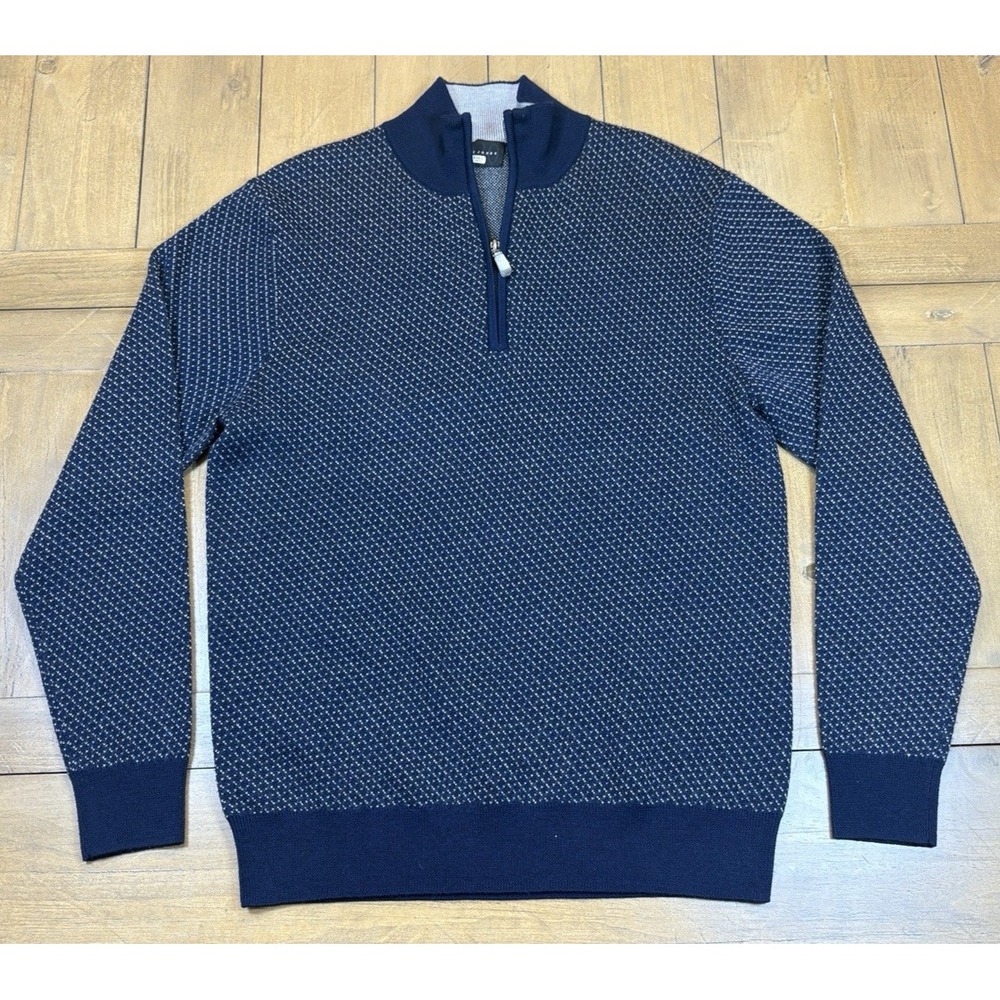Bobby Jones‎ Extrafine Merino Wool Men's Sweater S Blue 1/4 Zip Golf Performance